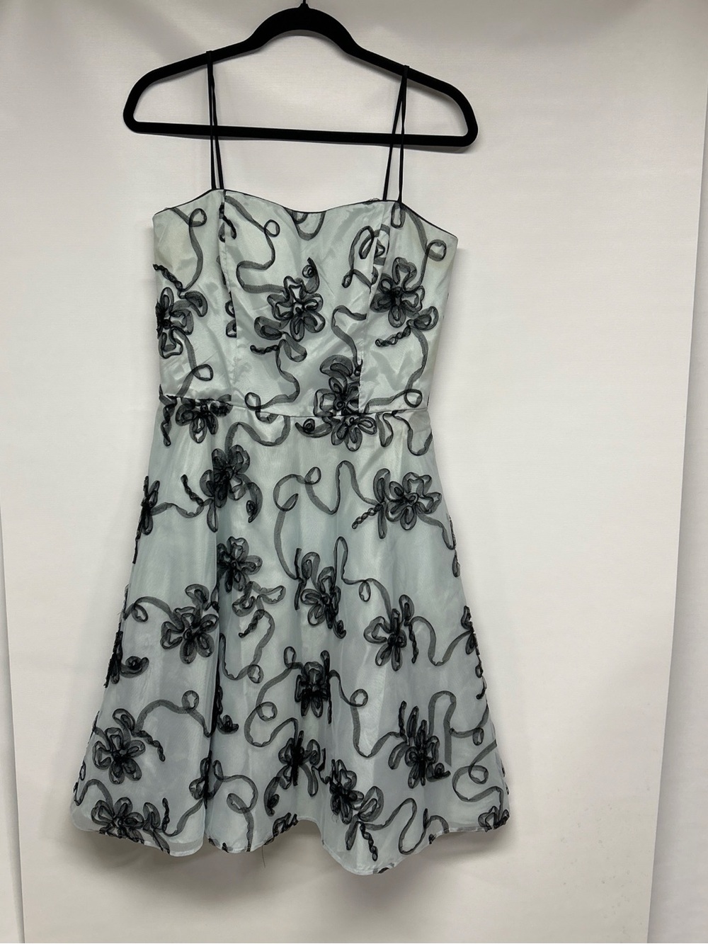 Masquerade Light Blue and Black Embroidered Dress